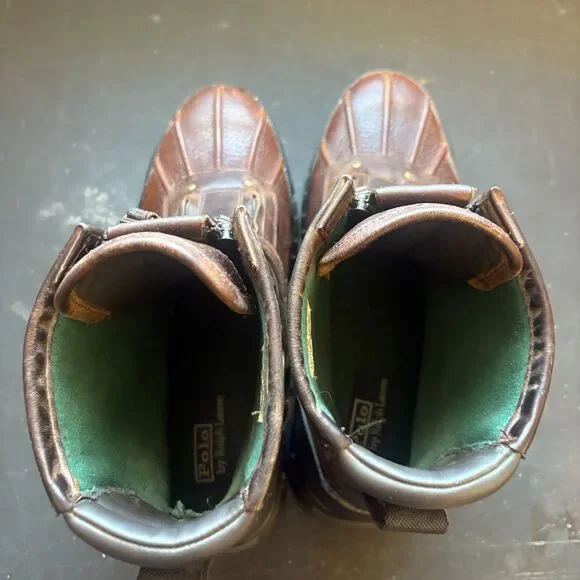 Polo Ralph Lauren Boots Conquest Hi III Mens 13D Brown Zip Leather Mid Calf - Picture 4 of 7